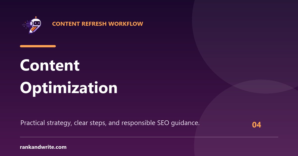Content optimization workflow for auditing and refreshing an existing SEO article