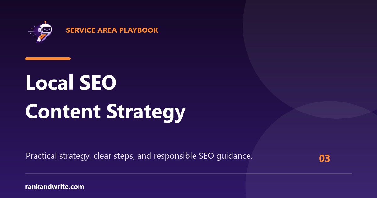 Local SEO content strategy plan showing service pages, city pages, maps, FAQs, and internal links
